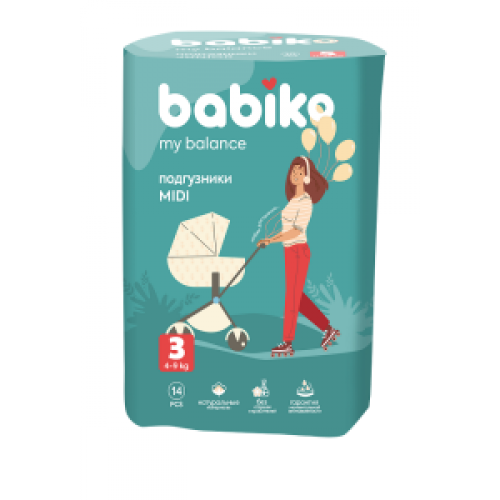 BABIKO My balance Подгузники 3 4-9кг MIDI 14шт